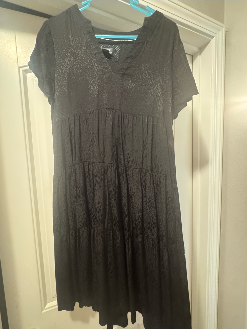 Maeve Black Textured Tiered Midi Dress